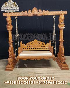 Columpio Interior Dorado Tradicional para Mansiones de Lujo, Madera de Teca Tallada a Mano de Primera Calidad, Maharaja Onjhal, Último Modelo de Columpio para Sala de Estar, Jhula USA - Product Image 6