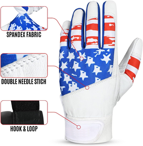 Gants de frappe de baseball professionnels, qualité supérieure, en cuir, fermeture auto-agrippante, paume antidérapante. - Product Image 5