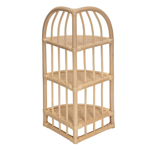 Top Selected Wholesale High Quality Handcrafted 3-Tier Rattan Corner <b>Shelf</b> Suitable <b>For</b> Kitchen & Living Room Display - Product Image 4