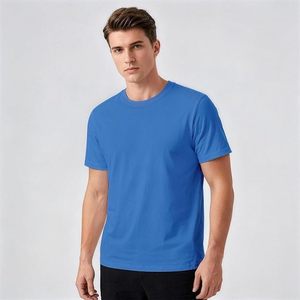 T-shirt pour homme à manches courtes en polyester à séchage rapide, couleur unie, t-shirt de sport - Product Image 3