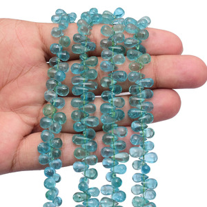 Cuentas de Apatita Celestial AAA+ de 7mm-10mm, Cuentas Briolette Lisas en Forma de Lágrima, Apatita Celestial Azul Natural, Piedras Preciosas Semipreciosas para Joyería - Product Image 3