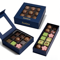 Scatola Regalo di Lusso in Carta Rigida Riciclata per Cioccolatini e Caramelle, Personalizzabile, con Laminazione Opaca e Finestra in PVC
