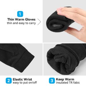 Unisex Full Finger Breathable Fleece Touch Screen <b>Gloves</b> Wrist Length Black Polyester/Cotton Winter Outdoor Daily Use Plain - Product Image 2