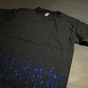 T-shirt pour homme avec strass, orné de cristaux, en coton, style streetwear, vêtements décontractés, fournisseur en gros OEM - Product Image 5