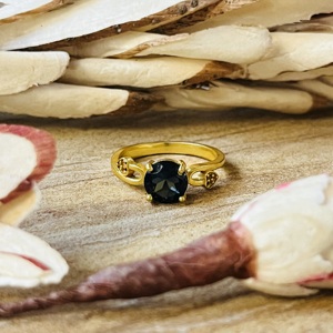 Trendy Design Smoky <b>Quartz</b> <b>Ring</b> Boho Brass Jewelry For Women 18k Gold Plated Dainty Heart Floral <b>Ring</b> For Wholesale/OEM/ODM - Product Image 6