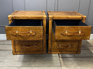 Commode à tiroirs vintage en cuir, coffre de rangement en bois, table de chevet, valise antique, meuble de décoration intérieure, ensemble de tiroirs de luxe - Product Image 4