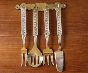 Juego de Cubiertos de Latón con Diseño de Bambú Vintage, Acabado de Alto Brillo, Resistente al Óxido, Vajilla para Bodas - Product Image 1