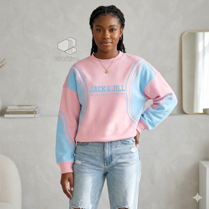 Sweat-shirt à col rond et manches longues pour femme, rose et bleu, avec blocs de couleurs, de la marque Jack And Jill Of America, motif grec - Product Image 4