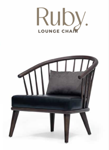 Ruby Lounge Chair Modern Wooden Accent Armchair Microfiber Upholstered Seat <b>Back</b> <b>Cushion</b> for Home Furniture Hotel Cafe Dining - Product Image 1