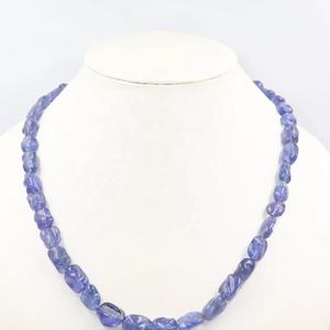 Collier de tanzanite véritable de qualité AAA 5x7-8x11mm pépites de pierre naturelle 19 pouces - Product Image 1