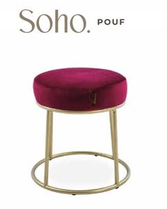 Velvet <b>Ottoman</b> <b>Stool</b> Metal Frame Pouf Round Accent Seat Portable Footrest for Hotel Living Room - Product Image 1