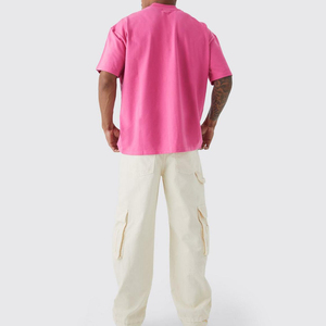 T-shirts en coton oversize effet usé, qualité supérieure, vierges, à personnaliser (OEM), à manches courtes, couleur unie - Product Image 1