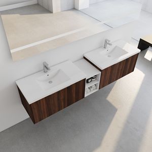 Mobile Bagno da 84 Pollici con Chiusura Ammortizzata, Lavabo e Piccoli Ripiani Portaoggetti, Combinazione Armadietto 36x12 Pollici, Imballaggio KD - Product Image 5