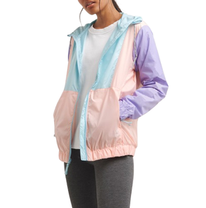 Wholesale Breathable Color Block Nylon Running Anorak Hooded Windbreaker <b>Jacket</b> For Women - Product Image 1