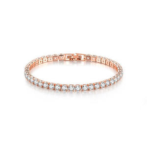 Bracelet tennis en or rose plaqué diamant, coupe ronde, bijoux fins, bracelet en diamant créé en laboratoire, bijoux classiques - Product Image 1