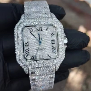 Reloj de Lujo para Hombre con Movimiento Automático, Cristal Cuadrado de Moissanita VVS, Acero Inoxidable, Esfera Analógica, Joyería Hip Hop - Product Image 1