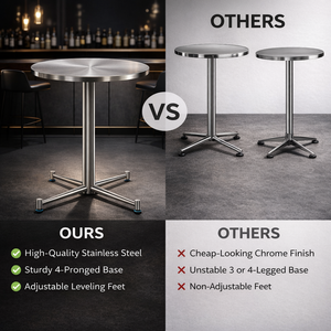 Mesa Redonda Comercial <span class=keywords><strong>con</strong></span> Tablero Negro y <span class=keywords><strong>Base</strong></span> <span class=keywords><strong>de</strong></span> Acero Inoxidable para Restaurante, Bistro, Hotel, Eventos y Bodas - Product Image 6