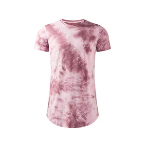 T-shirt à manches courtes pour homme, col rond, coupe classique, tricoté, décontracté, motif tie-dye rose - Product Image 1