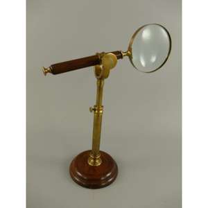 Loupe nautique à bord doré avec manche en bois, loupe antique nautique avec support, décoration de table de bureau - Product Image 5