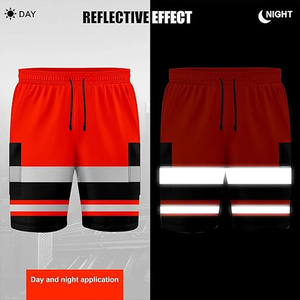 Shorts de travail haute visibilité sur mesure, à séchage rapide, avec fonction réfléchissante, imperméables, coupe-vent, pantalons de travail de sécurité pour hommes avec logo - Product Image 5