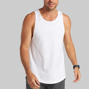 Men's Lightweight Casual Gym Tank <b>Tops</b> Custom Logo 100% Cotton Breathable Workout Fitness <b>Top</b> Soft <b>White</b> Plain Blank Sport - Product Image 5