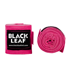 Black Leaf Boxing Hand <b>Wraps</b> <b>Pink</b> Cotton Elastic Stretchable Hook Loop Closure Unisex Protective Gear Personalized Logo Design - Product Image 2