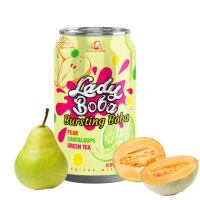 Madam Hong 320ml Té de Burbujas de Frutas Mixtas con Sabores de Melocotón y Fresa, Ingredientes de Tapioca Popping Boba, Lata Enlatada TW