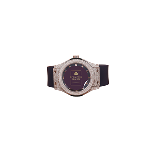 Reloj de Lujo con Diamantes Engastados en Correa de Goma Negra para Hombre, VVS Moissanite, Oro Blanco, Diamantes de Corte Redondo, Estilo Hip Hop Personalizado - Product Image 1