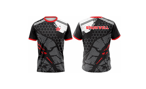 Camiseta de Fútbol Geométrica Negra y Roja para Hombre, Manga Corta, Absorbe la Humedad, Ajuste Atlético, Ropa Deportiva para Equipos - Product Image 3