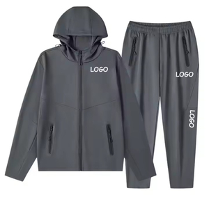 Ensemble de survêtement personnalisé OEM à capuche zippé, pantalon de jogging en molleton technique, ensemble deux pièces de sport, vente en gros, logo personnalisé, survêtement de jogging pour homme - Product Image 3