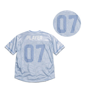 เสื้อเจอร์ซีย์อเมริกันฟุตบอลตาข่ายระบายอากาศสีฟ้าอ่อน โพลีเอสเตอร์ 100% ขายส่ง ไซส์ใหญ่พิเศษ สกรีนลายได้ตามต้องการ แขนสั้น เสื้อกีฬา - Product Image 4