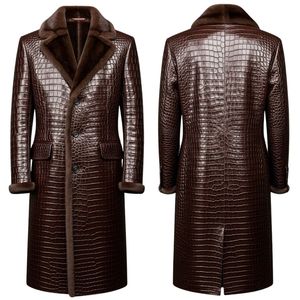 Abrigo Largo de Piel de Cocodrilo de Última Moda, Diseño Único, Aspecto Atractivo, Abrigo Largo de Cuero Genuino para Hombre, Superventas - Product Image 1
