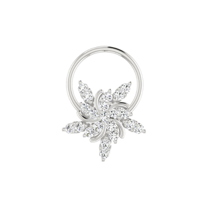 Piercing de nez pour femme en or 14 carats avec diamant naturel de 0,11 carat, forme de fleur, style ethnique, couleur HI, clarté VS-SI - Product Image 3