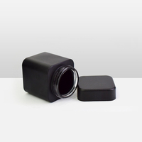 Pot en verre carré hermétique à large ouverture, résistant aux enfants, noir mat, 3,5 g, pour herbes et fleurs séchées, avec couvercle en plastique