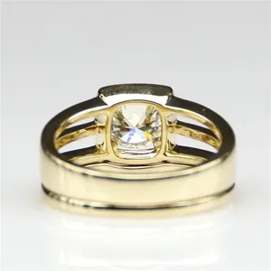 Vintage Round Cut Moissanite Engagement <b>Ring</b> Set <b>925</b> Sterling <b>Silver</b> Yellow Gold Plated Women's Bridal <b>Ring</b> Set - Product Image 3