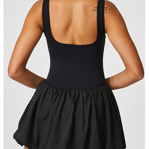 Customized U Neck Womens Tennis Dress Breathable Spandex Nylon Activewear <b>Skirt</b> Style One Piece with Built In Padding Yoga Golf - Product Image 4