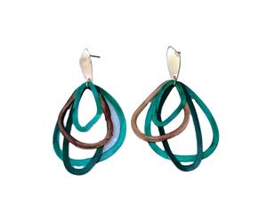 Pendientes de Latón Antiguo con Esmalte Multicolor y Patina Pintada a Mano, Pendientes Modernos para Fiestas y Regalos - Product Image 2