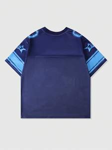 เสื้อฟุตบอลตาข่ายประดับเพชรแบบกำหนดเอง คอวี พิมพ์หมายเลขวิบวับ เสื้อผ้าสตรีทแวร์แนวสปอร์ต รับผลิตตามสั่ง (OEM) ขายส่ง เสื้อฟุตบอลอเมริกัน - Product Image 4