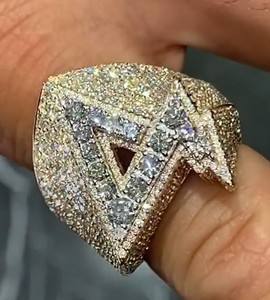 Diamond Jewelry Initial Letter Micro Pave Baguette Moissonite White Gold Plated <b>Iced</b> Out 26 Letters Hip Hop 925 Silver <b>Ring</b> - Product Image 3