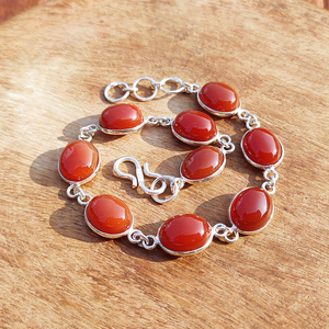 Anillo Ajustable de Latón Plateado con Gema de Cornalina Ámbar, Estilo Bohemio, Hecho a Mano, Étnico, Unisex, para Fiesta - Product Image 2