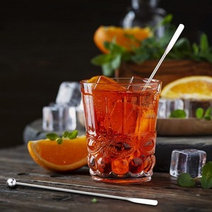 Agitador de bebidas de acero para café y cócteles con paletas rectangulares pequeñas - Product Image 3