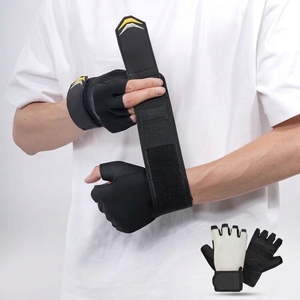 Weight Lifting Gloves Leather <b>Half</b> Finger Touchscreen Compatible Wrist Wrap Gym Fitness Workout Training Anti <b>Slip</b> Breathable - Product Image 4