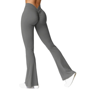 Custom Wholesale Women's Mid Waist <b>Thick</b> Yoga <b>Leggings</b> Tummy Control Solid Casual Cotton Bamboo Anti-Bacterial Breathable Gym - Product Image 1