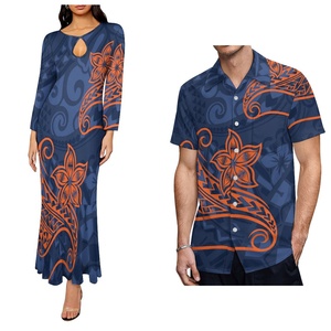 Vestido Largo de Sirena con Estampado Tribal Polinesio para Mujer, Camisas a Juego para Hombre, Conjunto de Ropa Personalizada para Parejas - Product Image 3