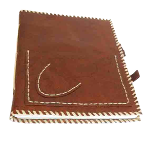 Carnet personnalisé de haute qualité à couverture souple, fait main, en papier de coton recyclé, couleur brun moyen authentique, avec reliure cousue main, design en cuir - Product Image 1