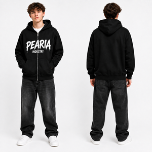 เสื้อฮู้ดซิปสีดำ ผ้าฝ้ายฟลีซ มีกระเป๋าหน้า สำหรับใส่ลำลอง - Product Image 6
