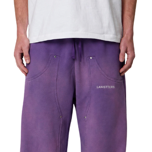 Pantalon en molleton délavé pour homme, coupe ample, jambe large, taille à cordon, ourlet ouvert, style streetwear, fabricant OEM, fournisseur en gros - Product Image 3