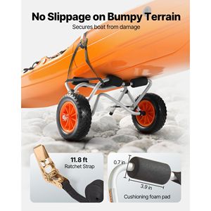 Carrello da Kayak pieghevole Pneumatici in gomma piena da 10 pollici Capacità di carico 250 libbre 1 cinturino a cricchetto per Kayak canoe Jon barche tappetini galleggianti - Product Image 4