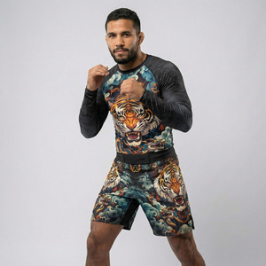 Conjunto de Rashguard Personalizado, Transpirable, de Secado Rápido, Manga Larga, Unisex, para BJJ, Jiu-Jitsu, Grappling, MMA, Entrenamiento No-Gi, 100% Poliéster - Product Image 3