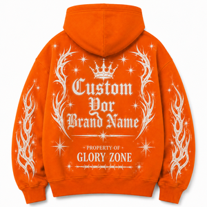 เสื้อฮู้ดดี้สีส้มพิมพ์ลายด้านหลัง แบรนด์เนมสั่งทำได้ ทรงโอเวอร์ไซส์ สไตล์สตรีทแวร์ ผ้าฝ้ายเฟรนช์เทอร์รี่ 100% สำหรับทุกเพศ - Product Image 5